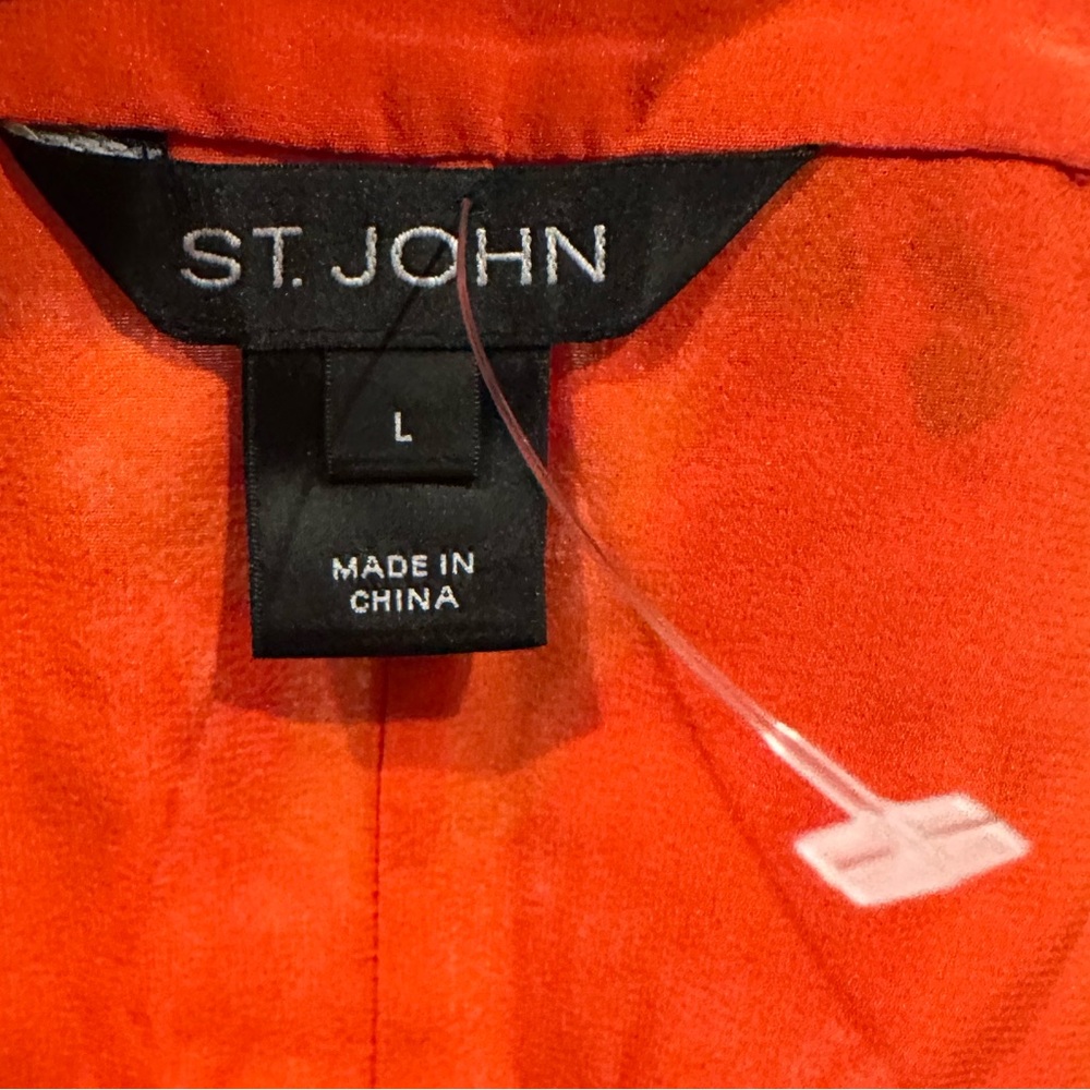 ST. JOHN SILK FLORAL LINED SLEEVELESS COLORFUL ORANGE PRINT BLOUSE TOP L - Picture 4 of 10